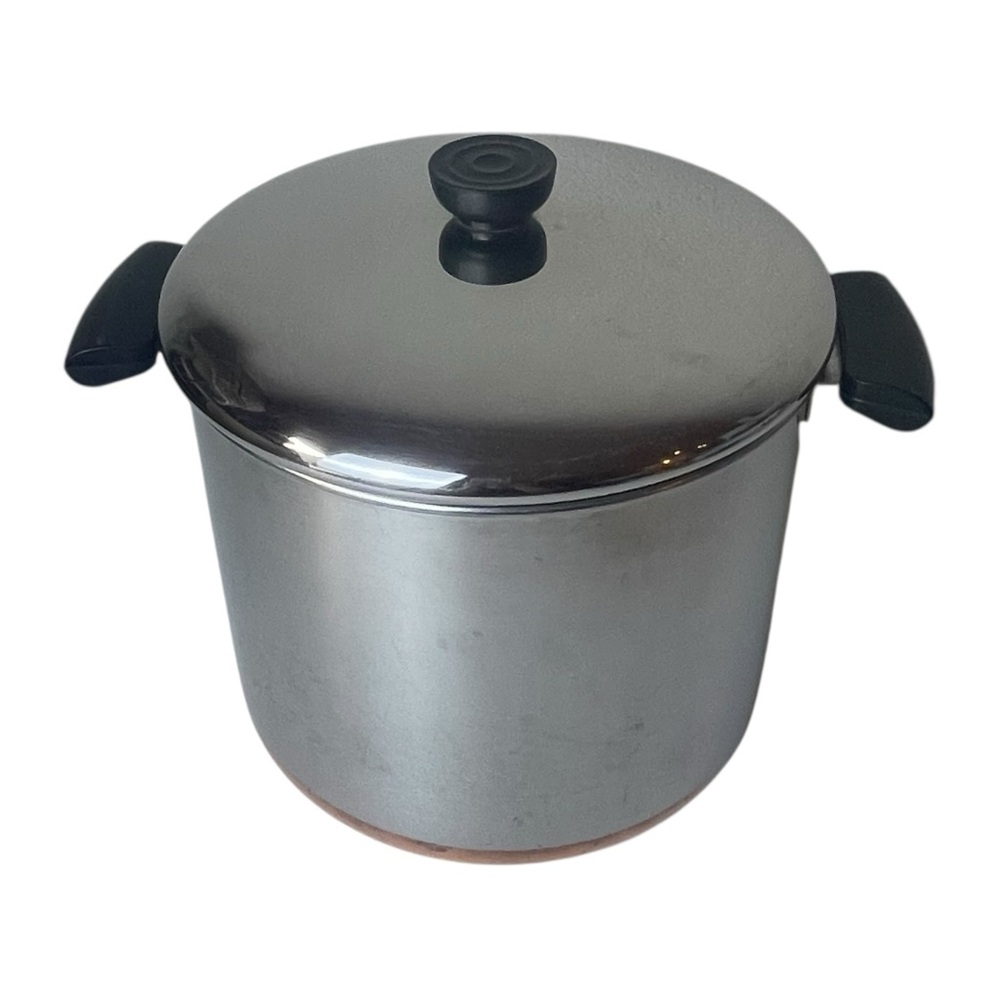 Vintage Revere Ware Pre 68 Patent Process Double Ring 8 Qt Stock Pot Lid Copper